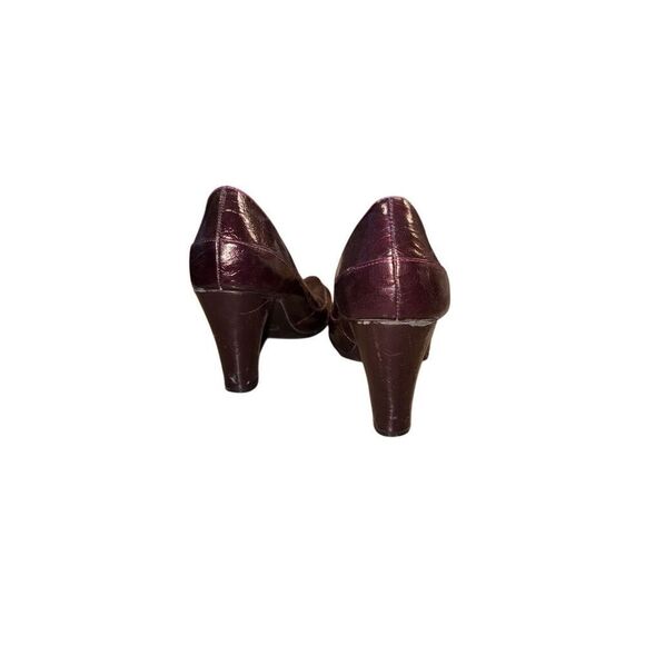 A2 Aerosoles Big Ben Peep Toe Pump Heels Maroon Faux Leather Size 9 - Picture 7 of 12